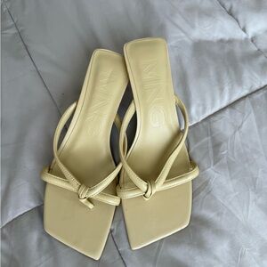 Mango Women's Yellow Sandals NEW Leather